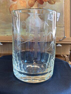 Vintage Sasaki Etched Crystal Bamboo Multisided Pattern Cocktail Mixer Pitcher